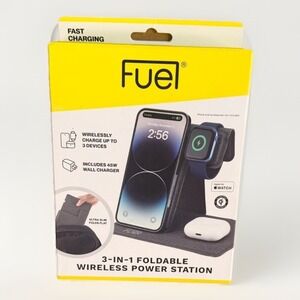 FUEL 3 in 1 Foldable Wireless Power Station with 45W Wall Charger - White